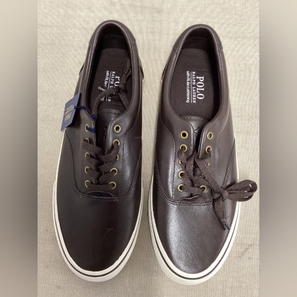 Ralph Lauren Other - NWT Men's Polo Ralph Lauren Brown Leather Lace Up Round Toe Sneakers Size 9.5 D